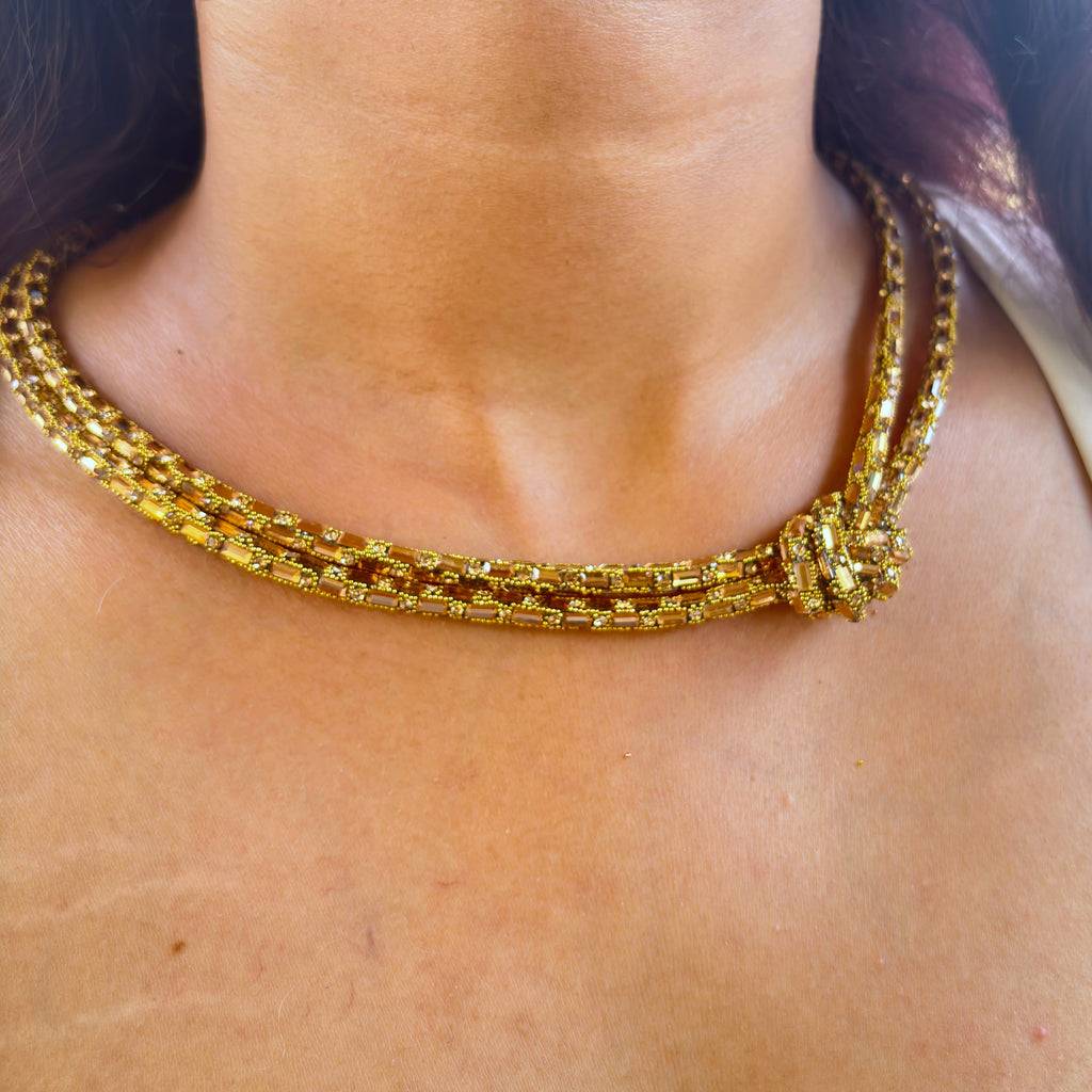 Chic Gold Tone Knotted Multi-Strand Necklace