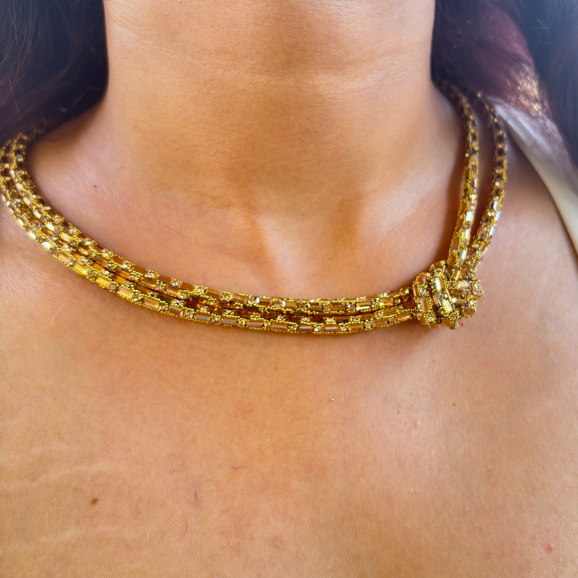 Chic Gold Tone Knotted Multi-Strand Necklace
