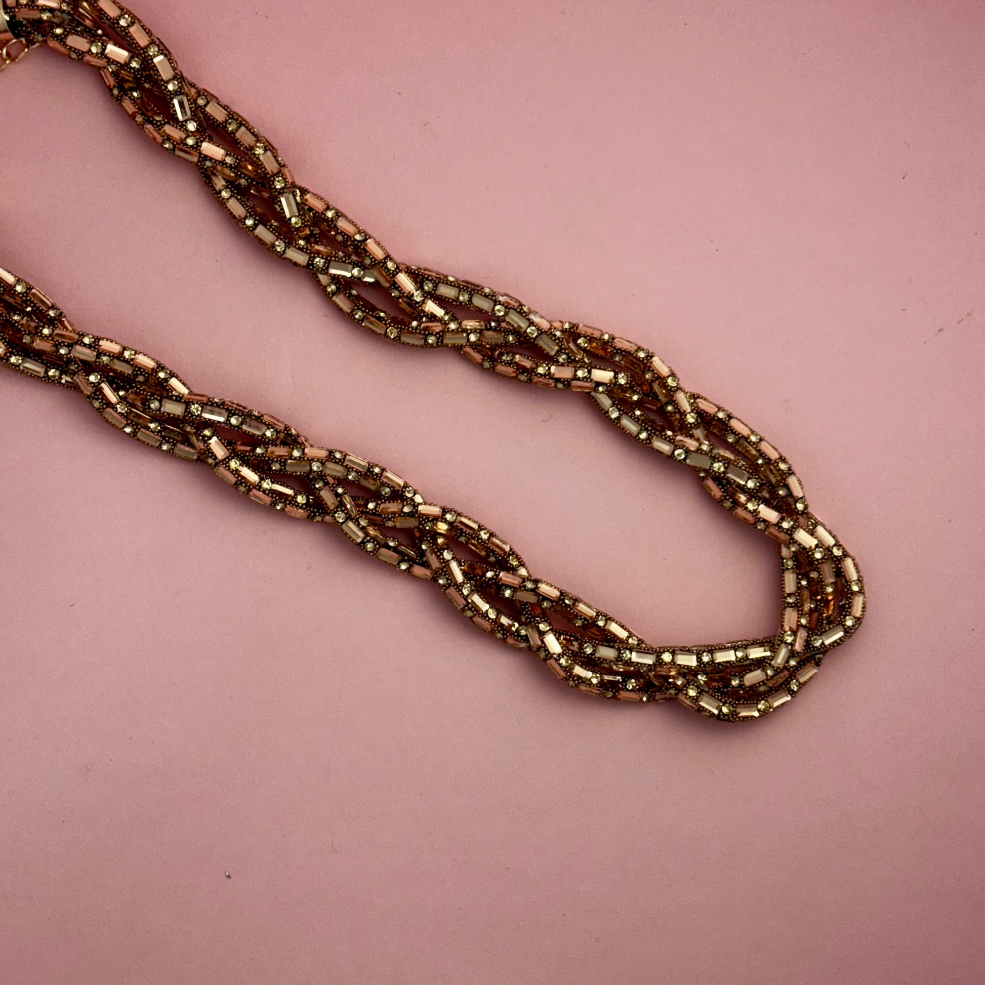 Rose Gold Tone Twisted Multi-Strand Necklace