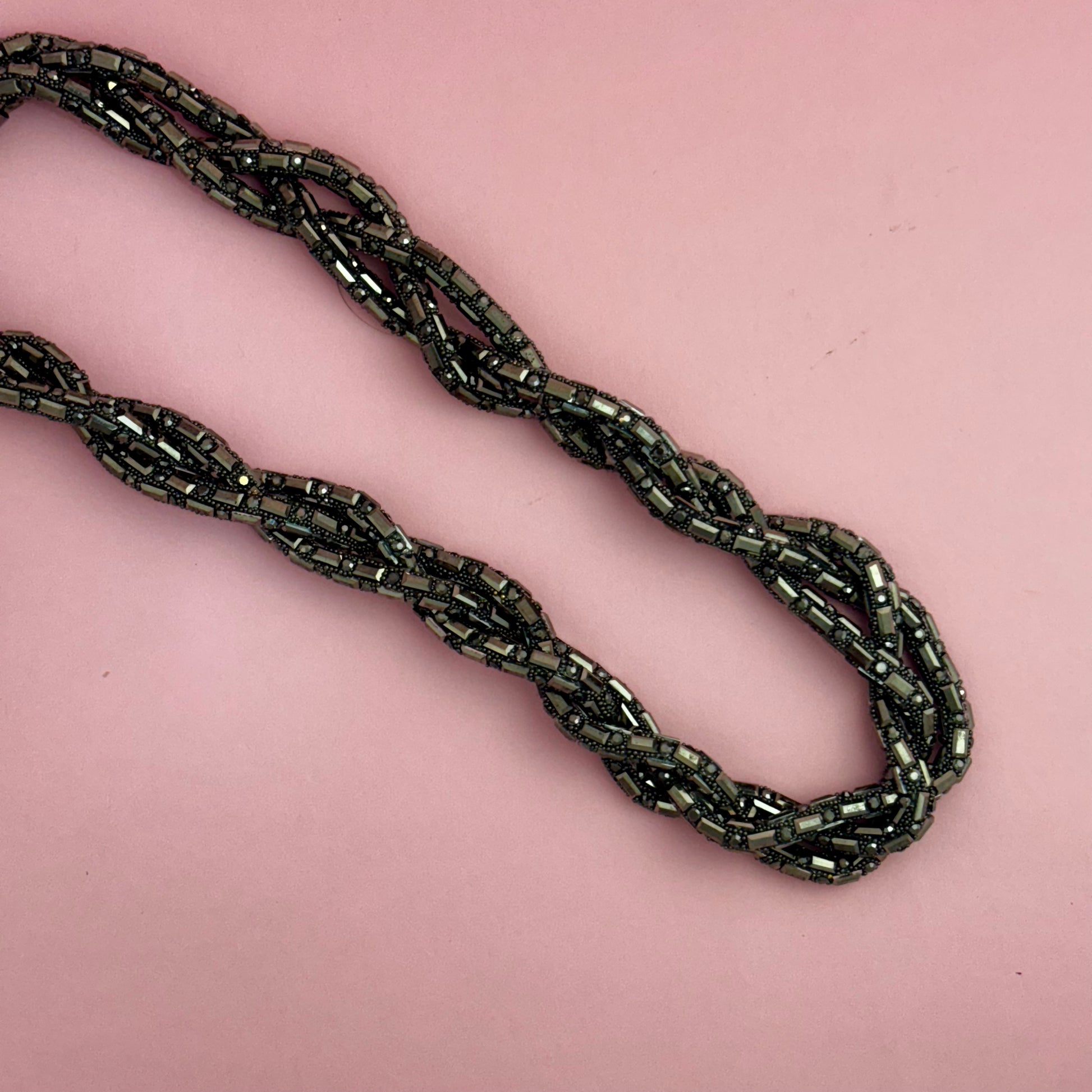 Modern Gunmetal Twisted Multi-Strand Necklace