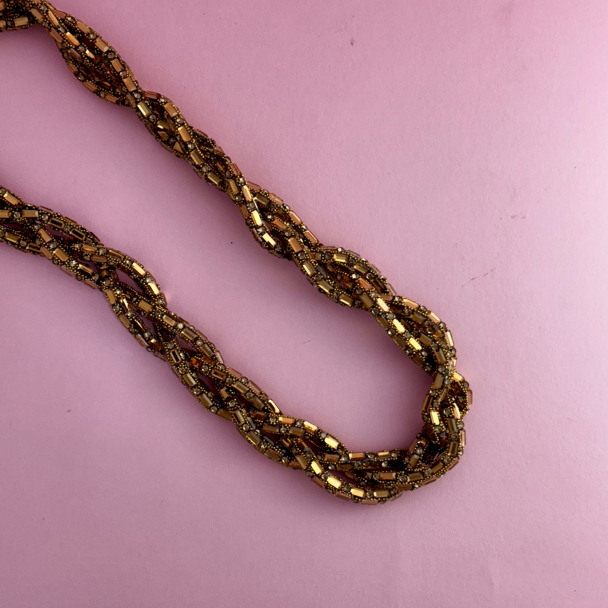 Elegant Gold Tone Twisted Multi-Strand Necklace