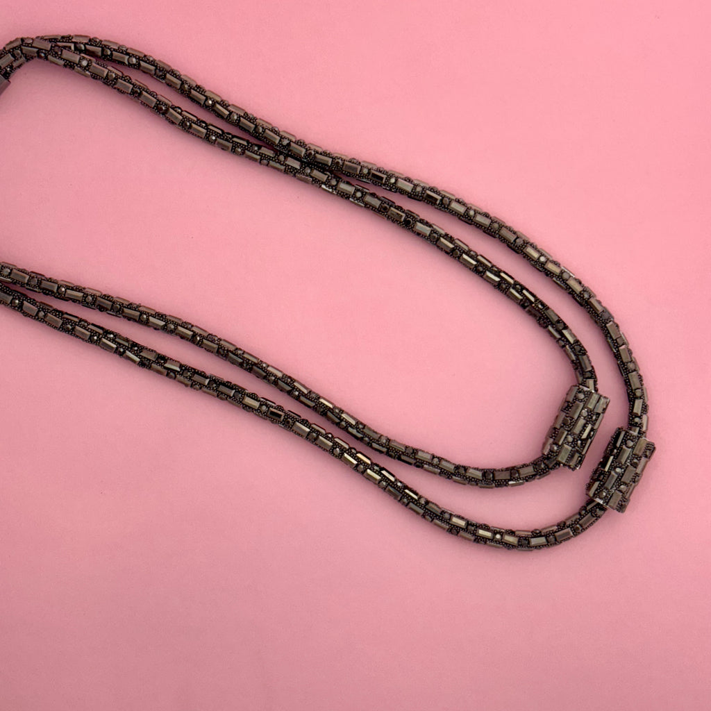 Chic Gunmetal Multi-Strand Layered Necklace