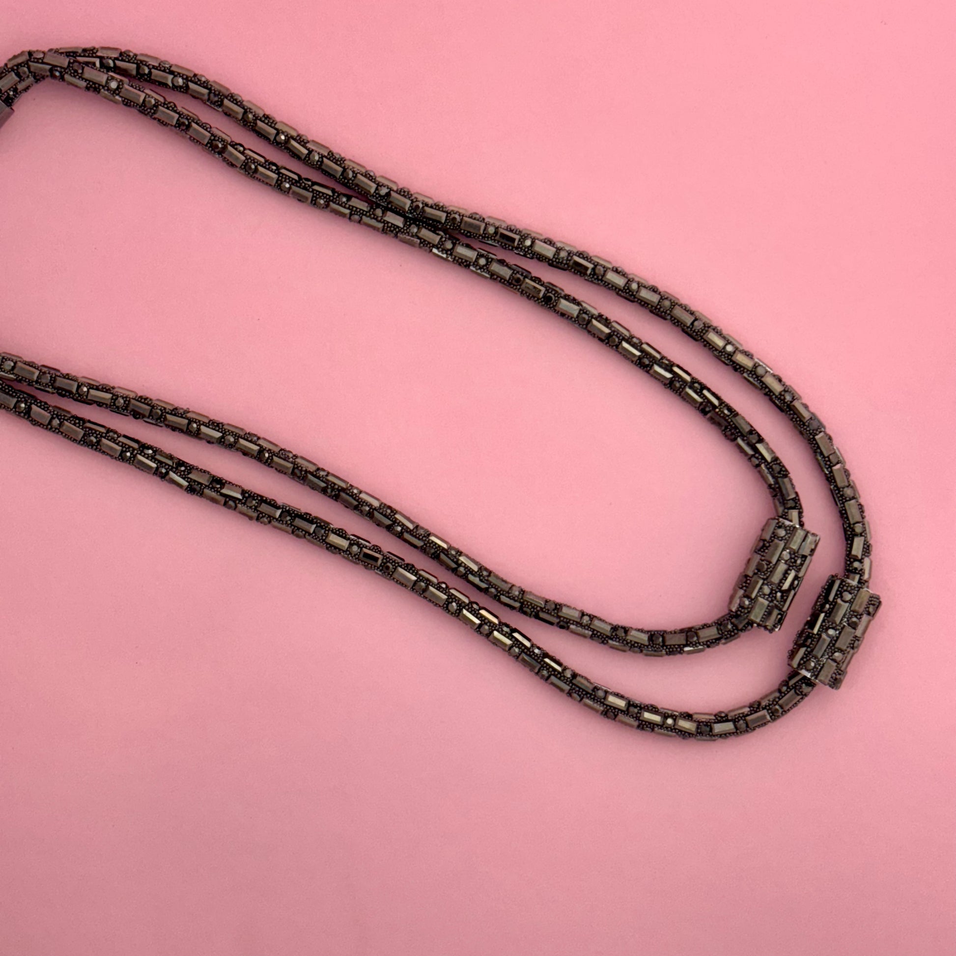 Chic Gunmetal Multi-Strand Layered Necklace