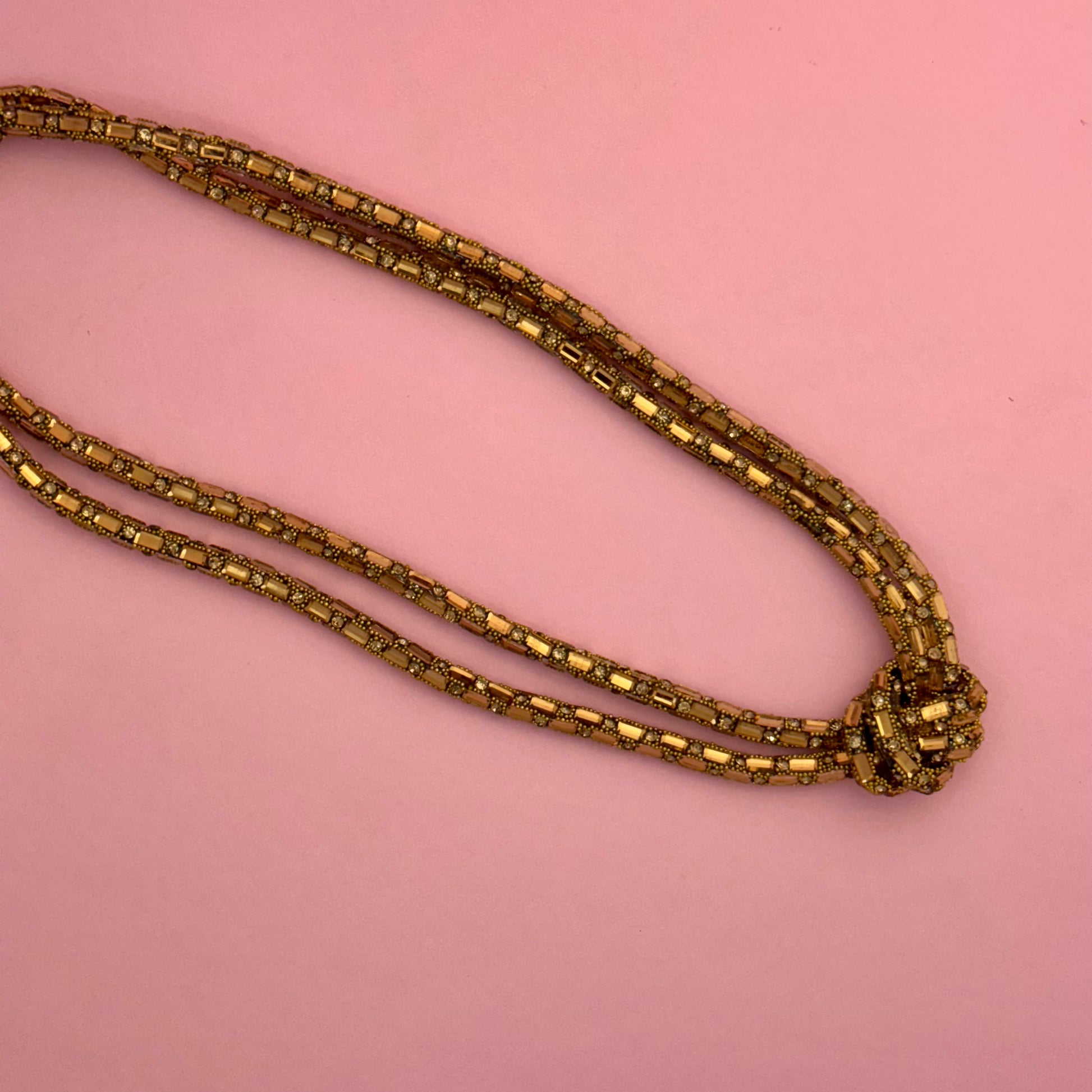 Chic Gold Tone Knotted Multi-Strand Necklace