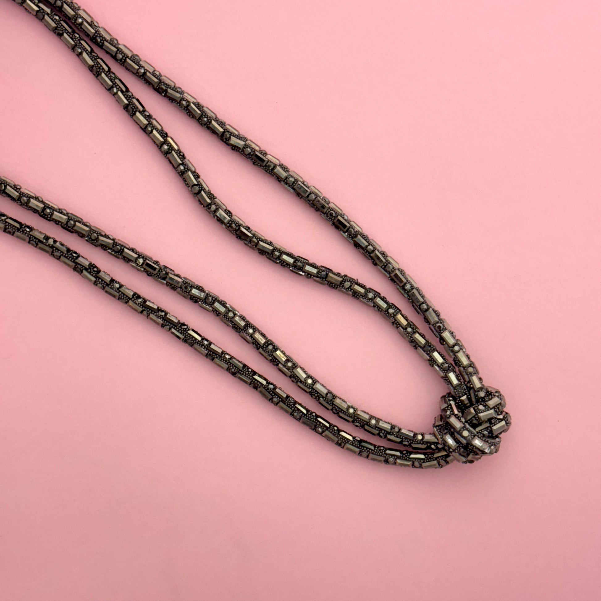Modern Gunmetal Knotted Multi-Strand Necklace